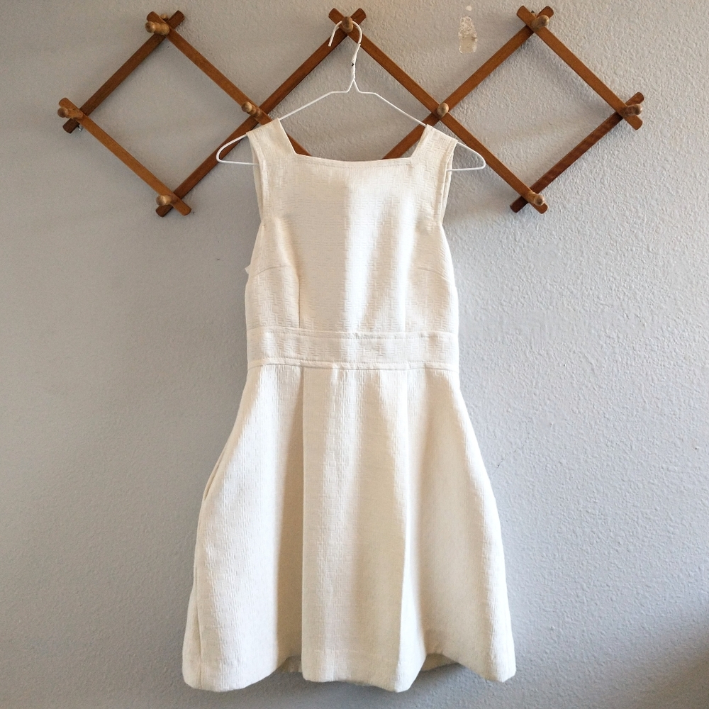 Textured White Fit & Flare Dress